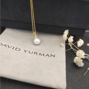 David Yurman Gold Necklace with White Pearl Pendant